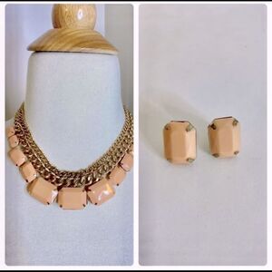 Matte‎ Gem Necklace and Earring Set